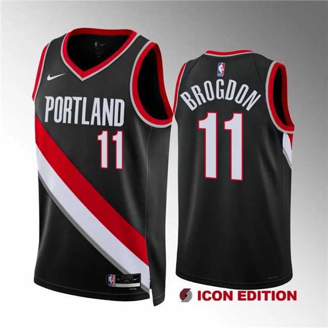 Mens Portland Trail Blazers #11 Malcolm Brogdon Black Icon Edition Stitched Jersey Dzhi